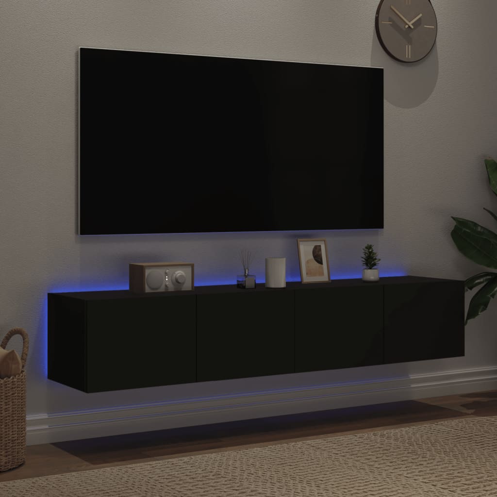 Tv-meubels met LED-verlichting 2 st 80x35x31 cm zwart