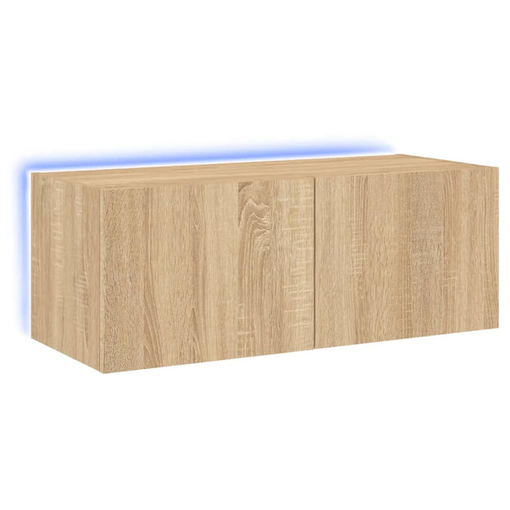 Tv-wandmeubel met LED-verlichting 80x35x31 cm sonoma eikenkleur