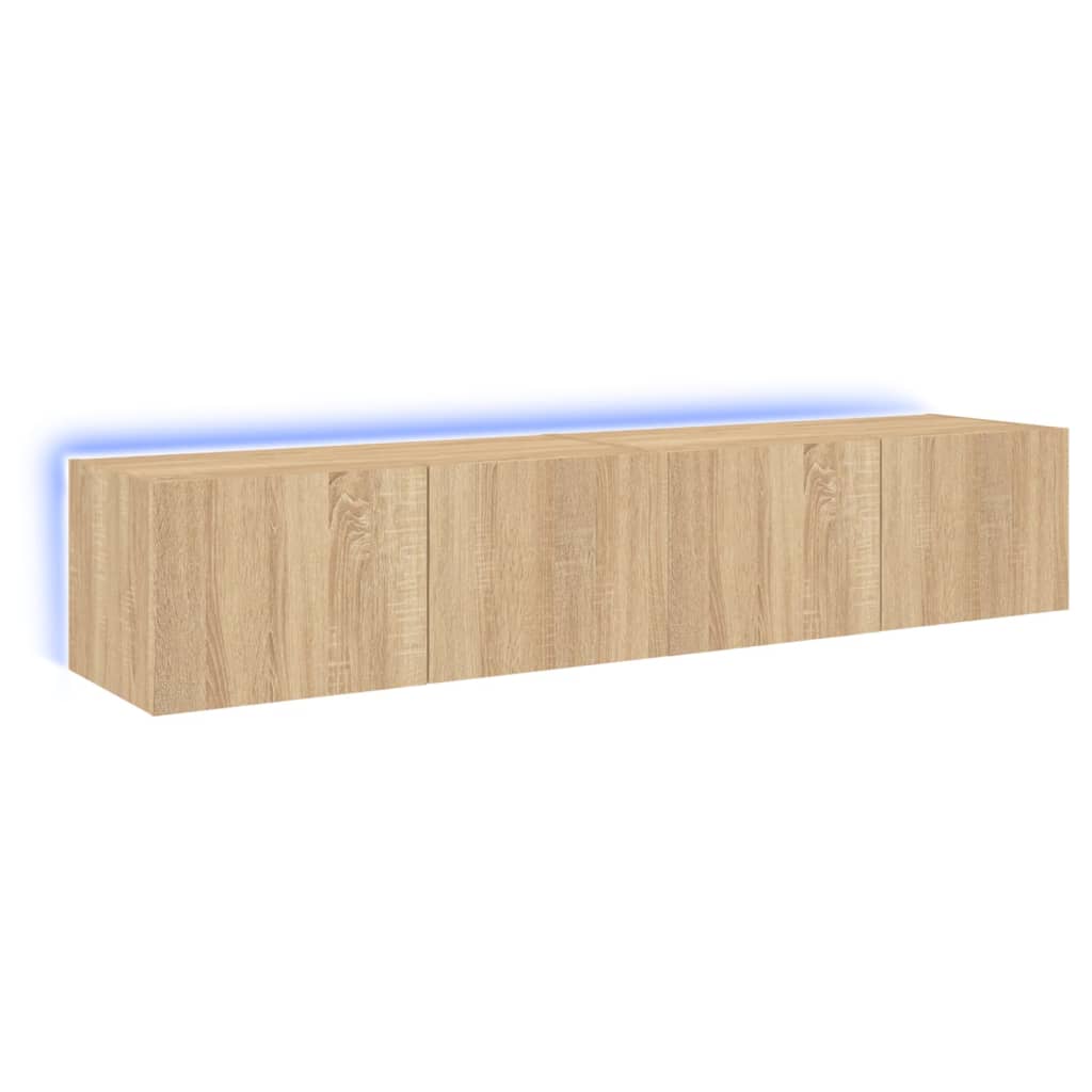 Tv-wandmeubels met LED 2 st 80x35x31 cm sonoma eikenkleurig