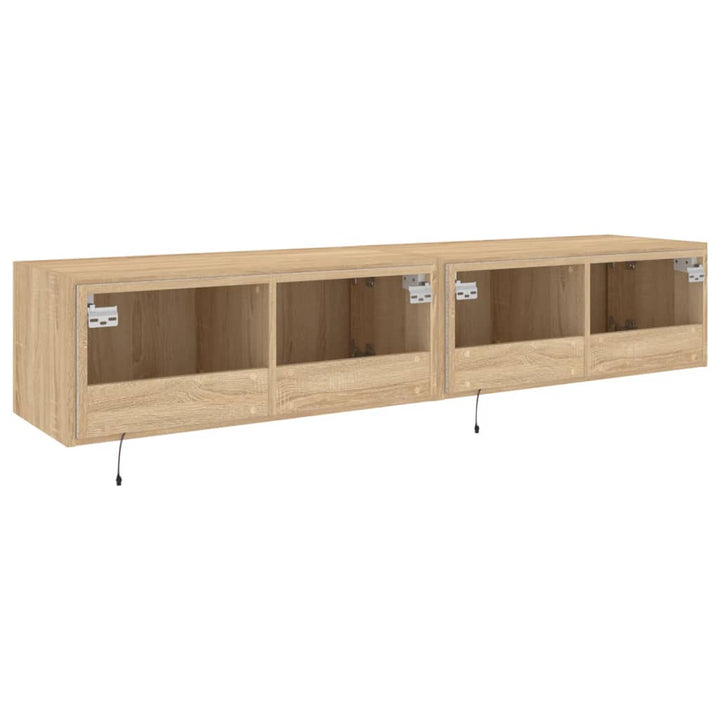 Tv-wandmeubels met LED 2 st 80x35x31 cm sonoma eikenkleurig