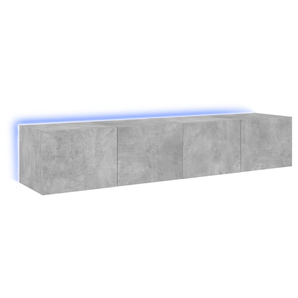 Tv-wandmeubels met LED-verlichting 2 st 80x35x31 cm betongrijs