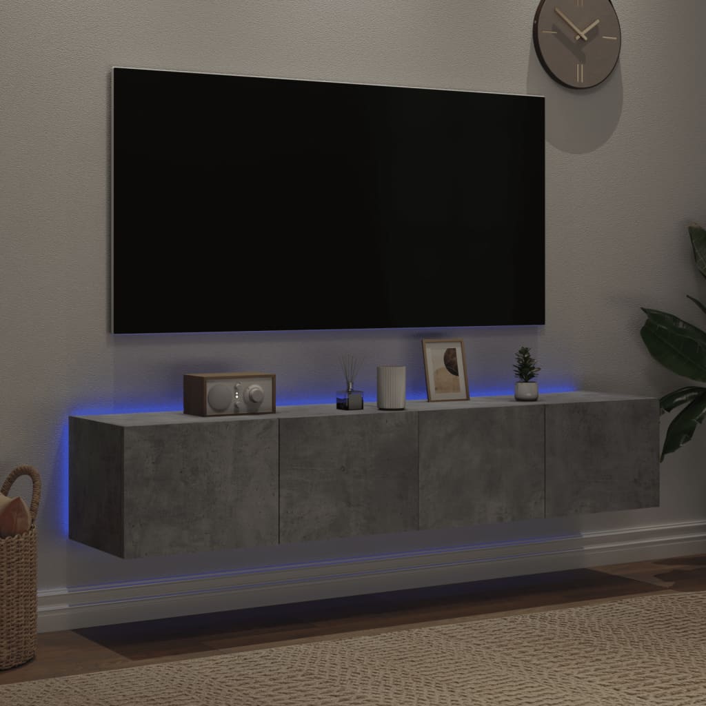 Tv-wandmeubels met LED-verlichting 2 st 80x35x31 cm betongrijs