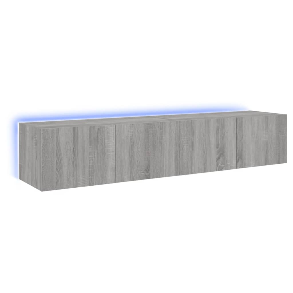 Tv-wandmeubels met LED 2 st 80x35x31 cm grijs sonoma