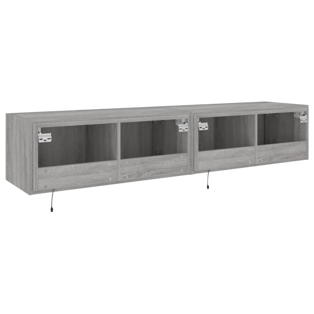 Tv-wandmeubels met LED 2 st 80x35x31 cm grijs sonoma