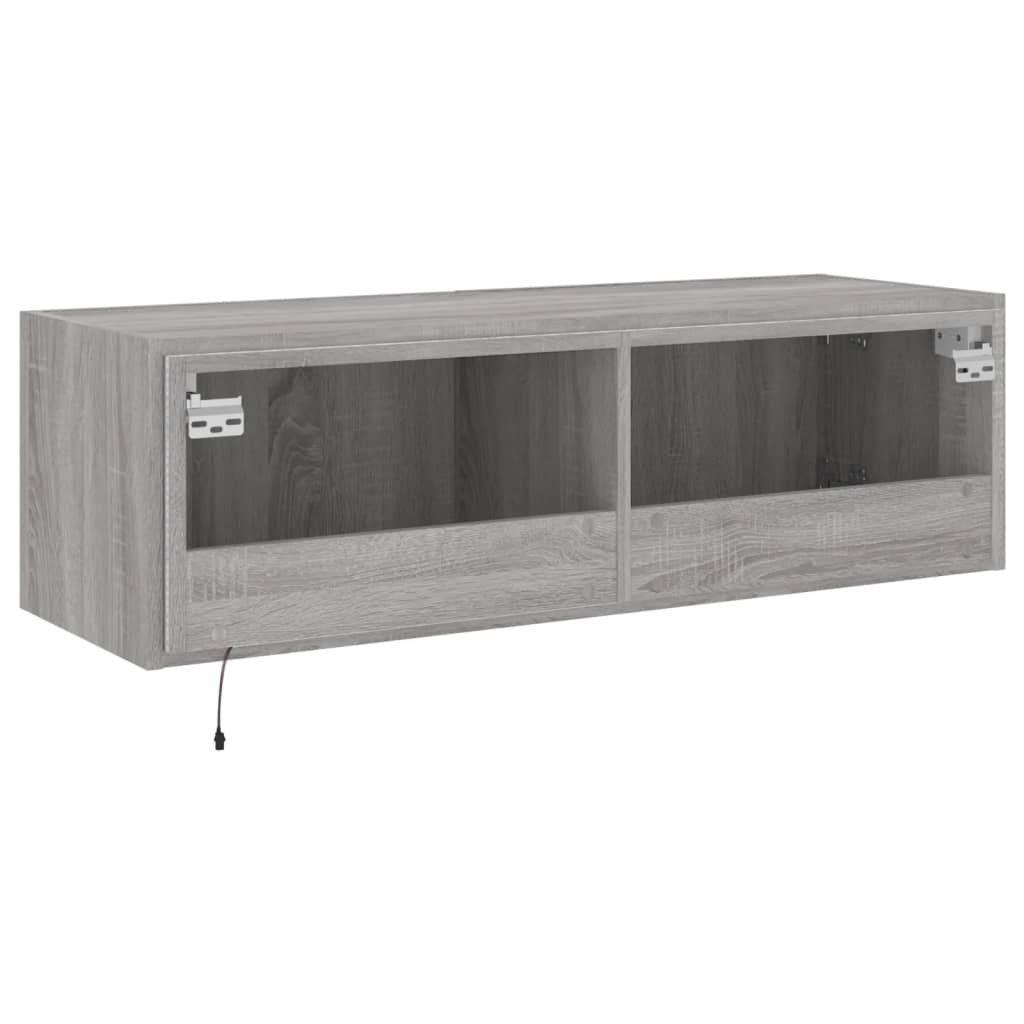 Tv-wandmeubel met LED-verlichting 100x35x31 cm grijs sonoma