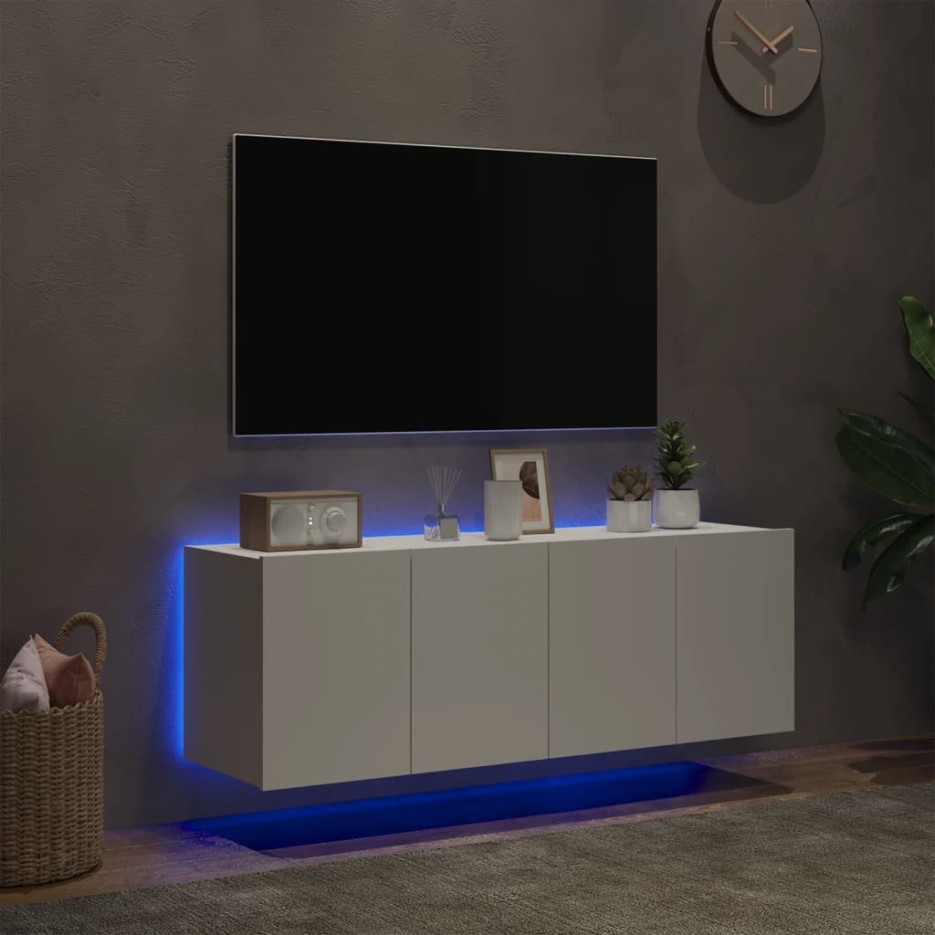 Tv-wandmeubels met LED-verlichting 2 st 60x35x41 cm wit