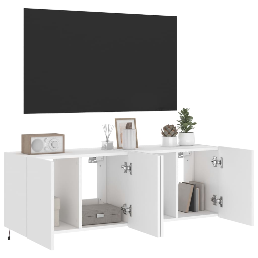 Tv-wandmeubels met LED-verlichting 2 st 60x35x41 cm wit