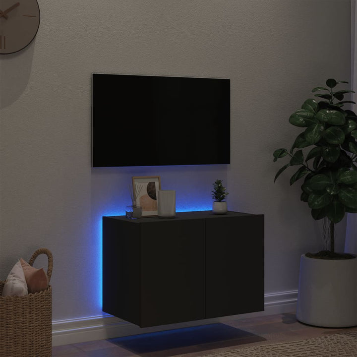 Tv-wandmeubel met LED-verlichting 60x35x41 cm zwart