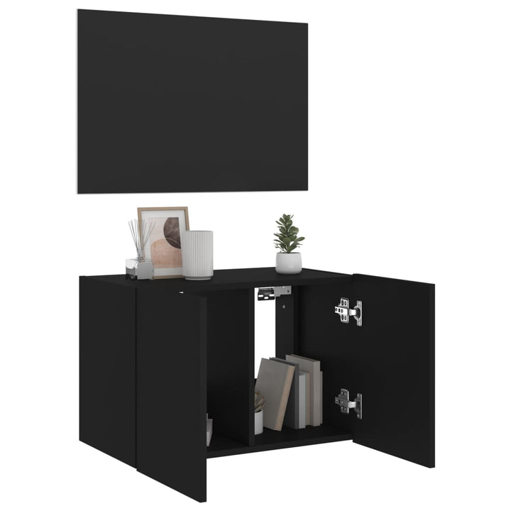 Tv-wandmeubel met LED-verlichting 60x35x41 cm zwart