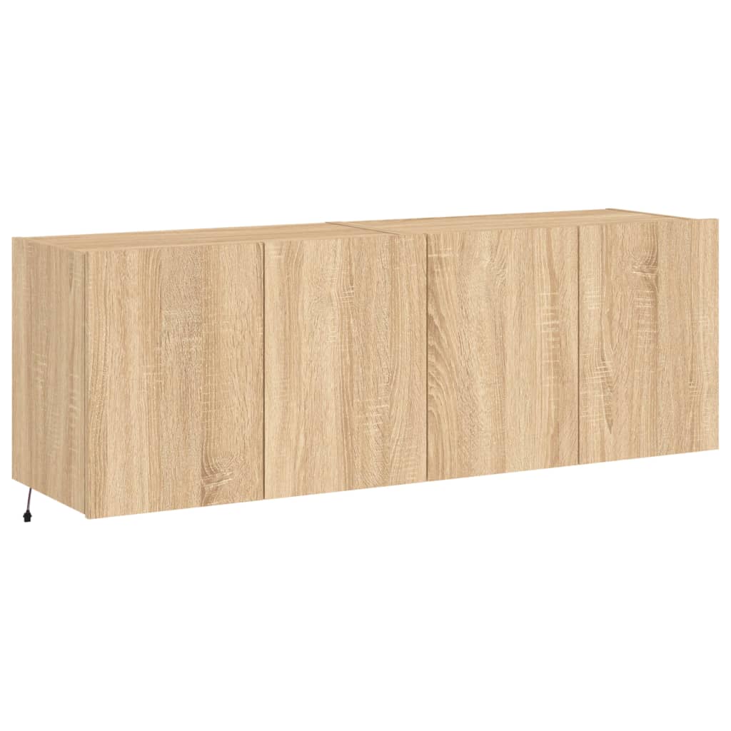 Tv-wandmeubels met LED 2 st 60x35x41 cm sonoma eikenkleurig