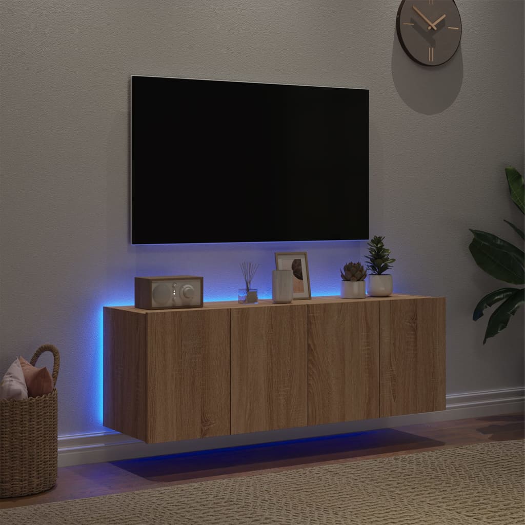 Tv-wandmeubels met LED 2 st 60x35x41 cm sonoma eikenkleurig