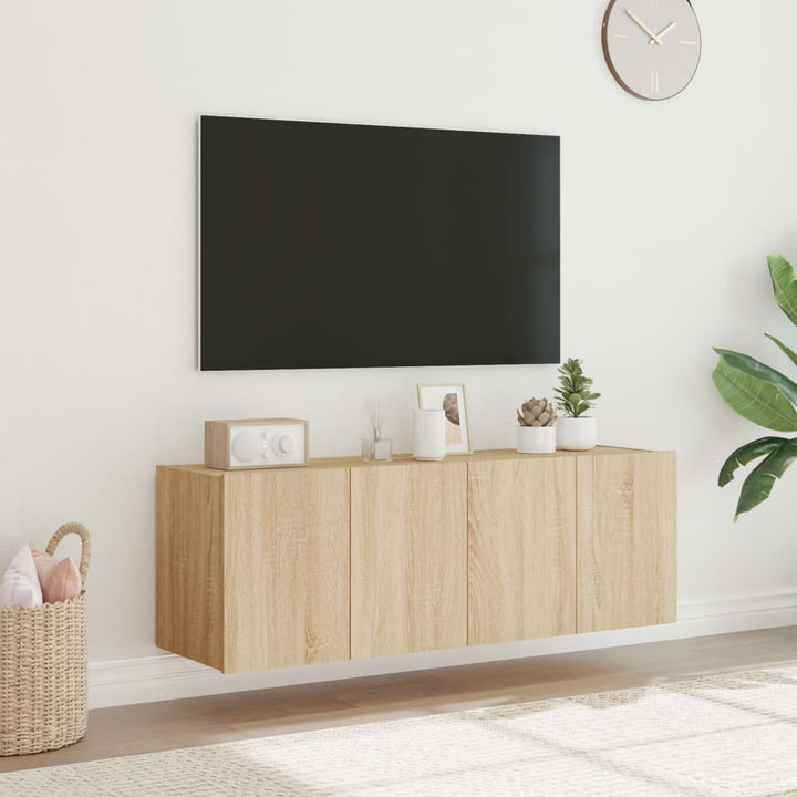 Tv-wandmeubels met LED 2 st 60x35x41 cm sonoma eikenkleurig