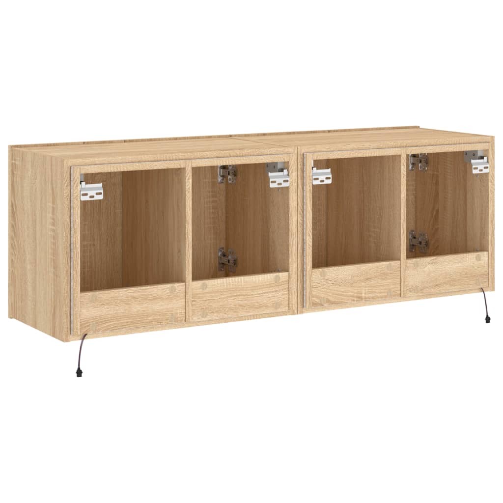 Tv-wandmeubels met LED 2 st 60x35x41 cm sonoma eikenkleurig