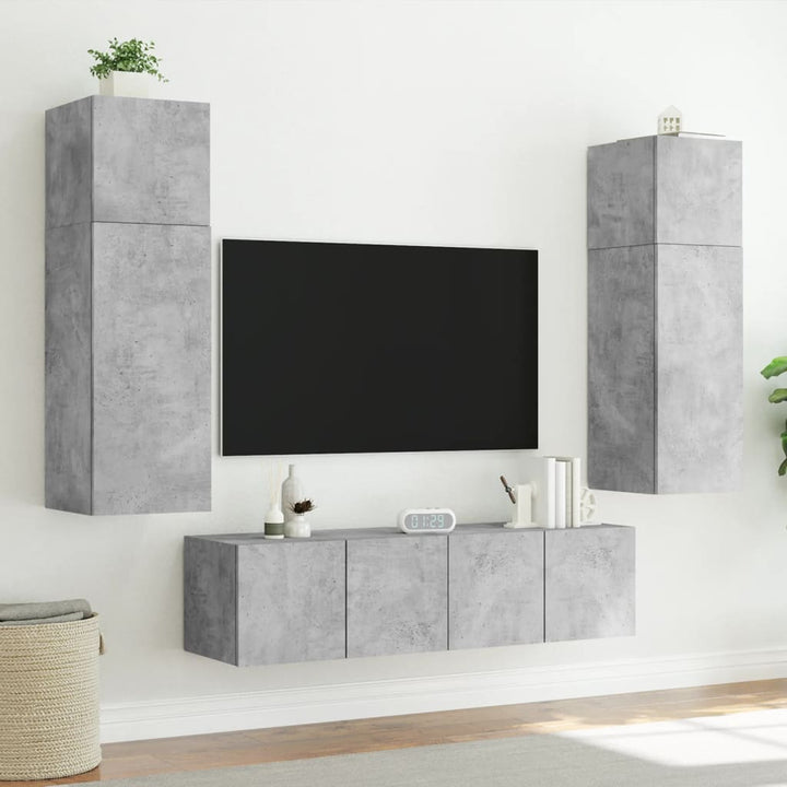 Tv-wandmeubel met LED-verlichting 60x35x41 cm betongrijs