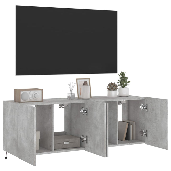 Tv-wandmeubels met LED-verlichting 2 st 60x35x41 cm betongrijs