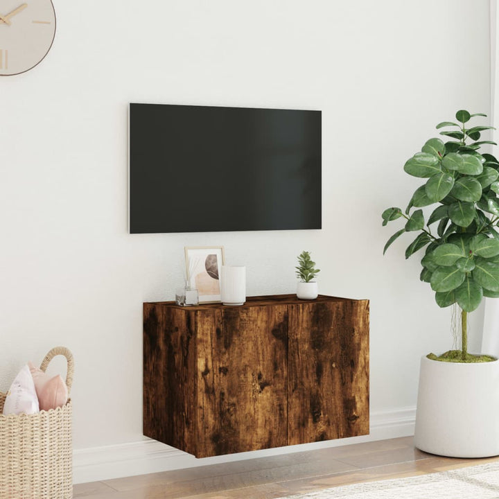 Tv-wandmeubel met LED-verlichting 60x35x41 cm gerookt eiken