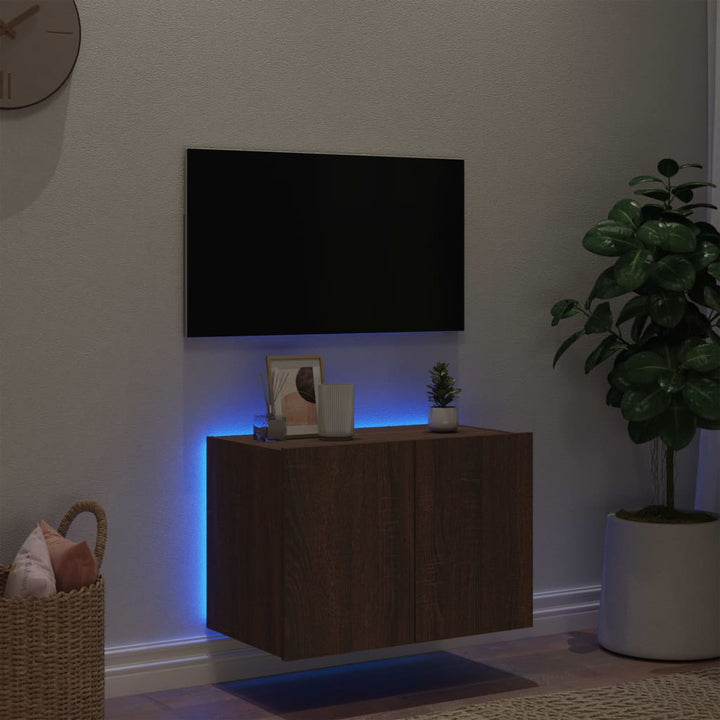 Tv-wandmeubel met LED-verlichting 60x35x41 cm bruinikenkleurig