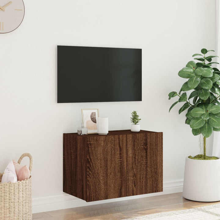 Tv-wandmeubel met LED-verlichting 60x35x41 cm bruinikenkleurig