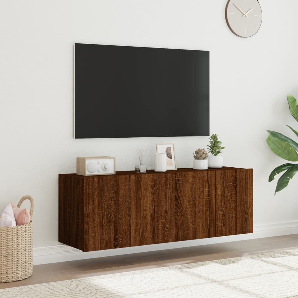 Tv-wandmeubels met LED 2 st 60x35x41 cm bruineikenkleurig