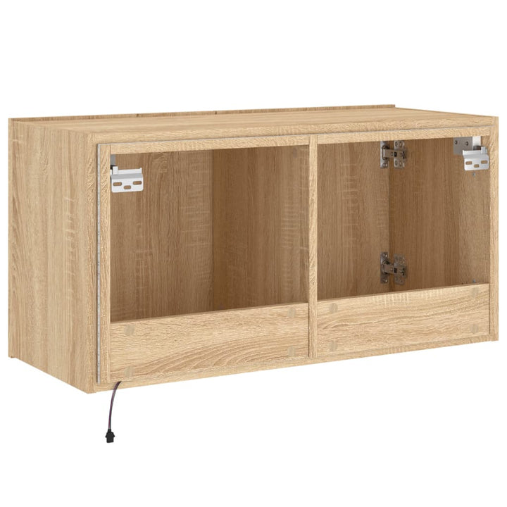 Tv-wandmeubel met LED-verlichting 80x35x41 cm sonoma eikenkleur