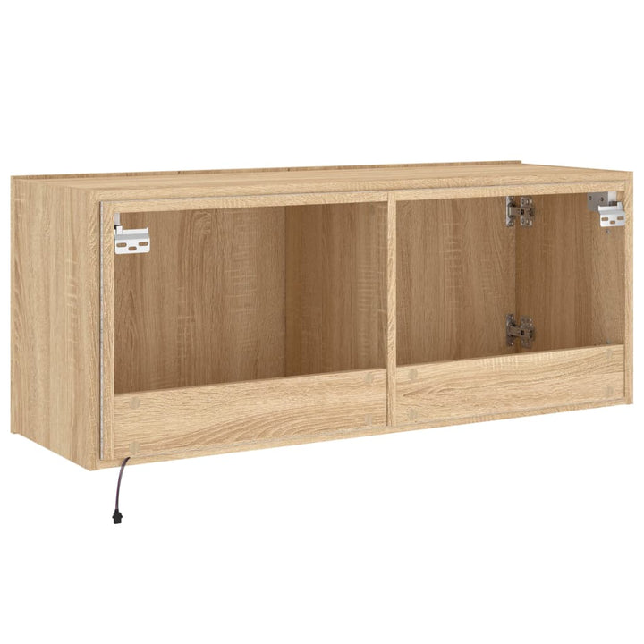 Tv-wandmeubel met LED-verlichting 100x35x41 cm sonoma eiken