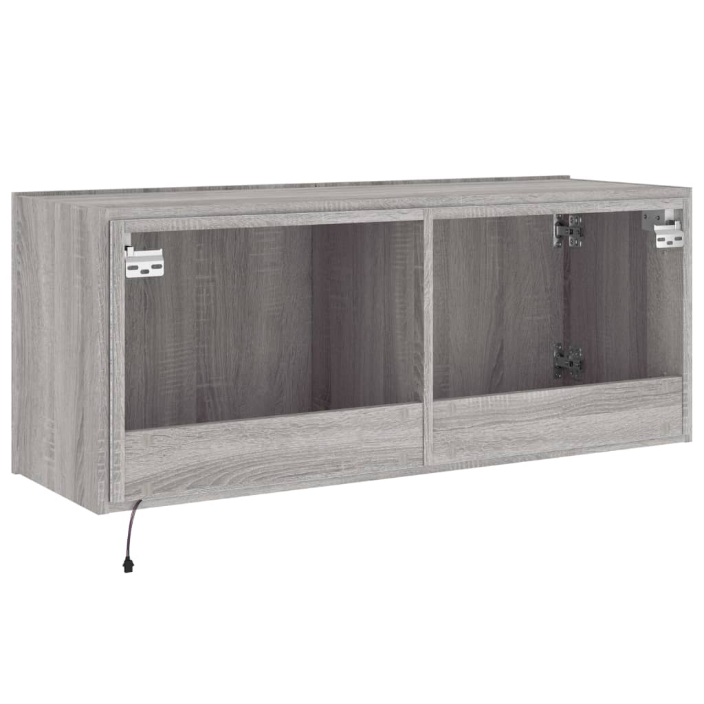 Tv-wandmeubel met LED-verlichting 100x35x41 cm grijs sonoma