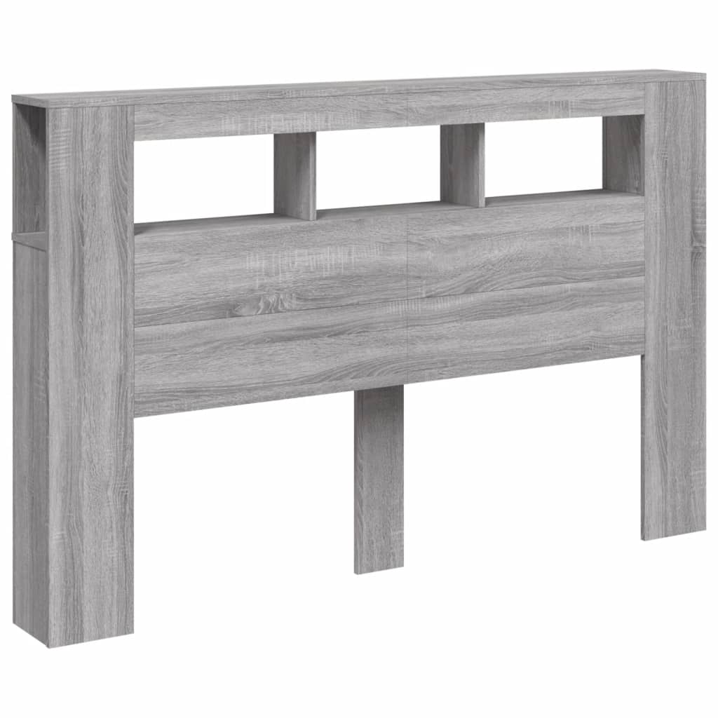 Hoofdeinde met LED 160x18,5x103,5 cm bewerkt hout grijs sonoma