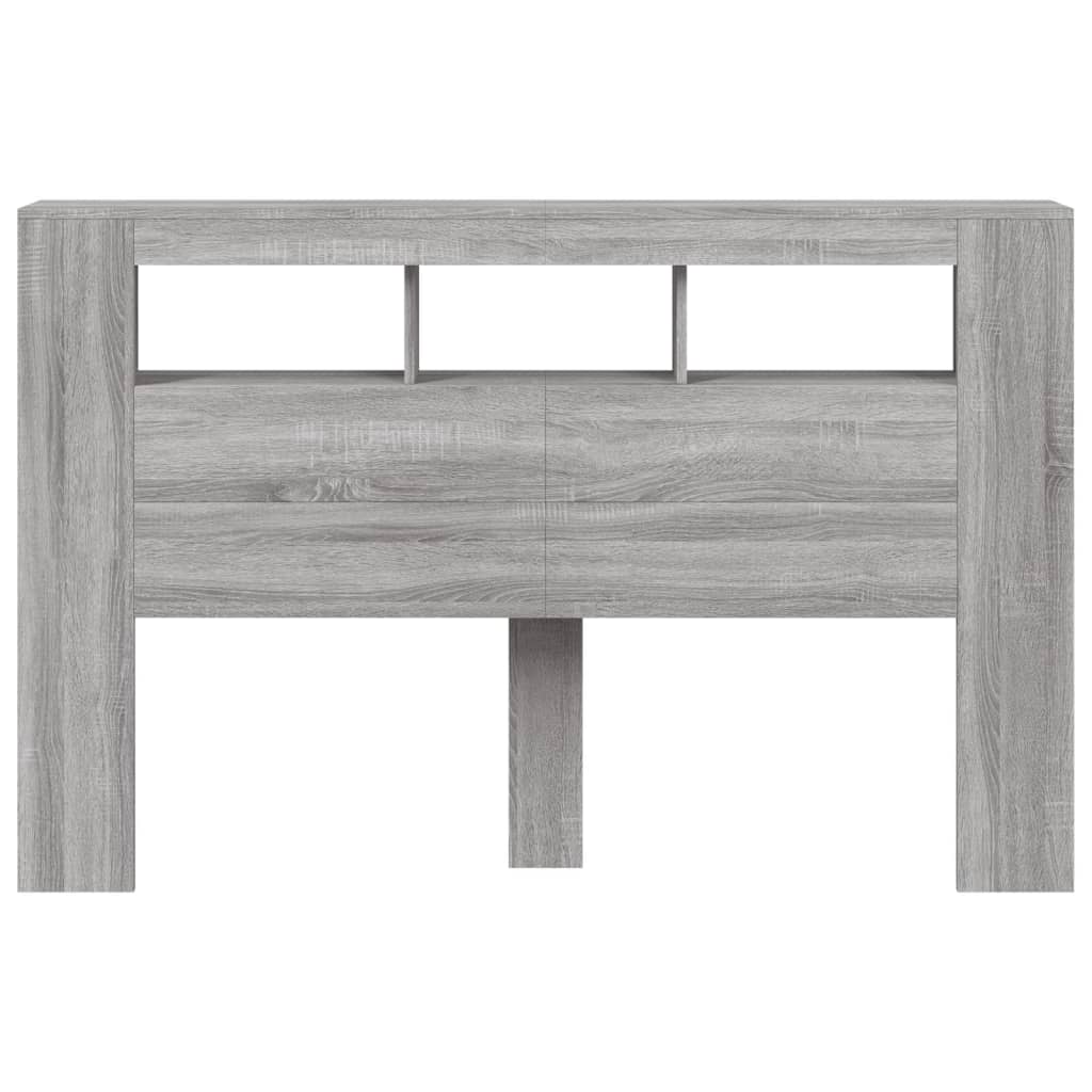 Hoofdeinde met LED 160x18,5x103,5 cm bewerkt hout grijs sonoma