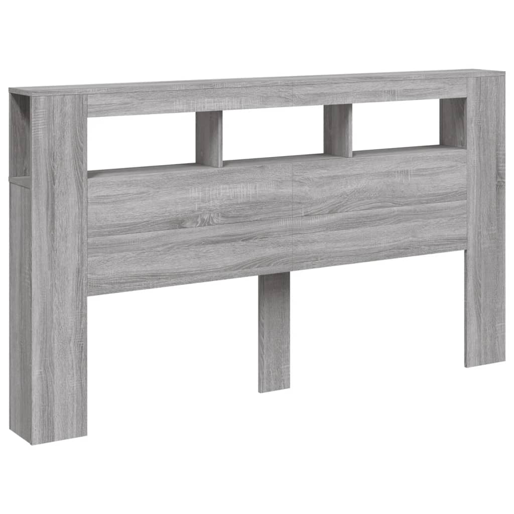 Hoofdeinde met LED 180x18,5x103,5 cm bewerkt hout grijs sonoma