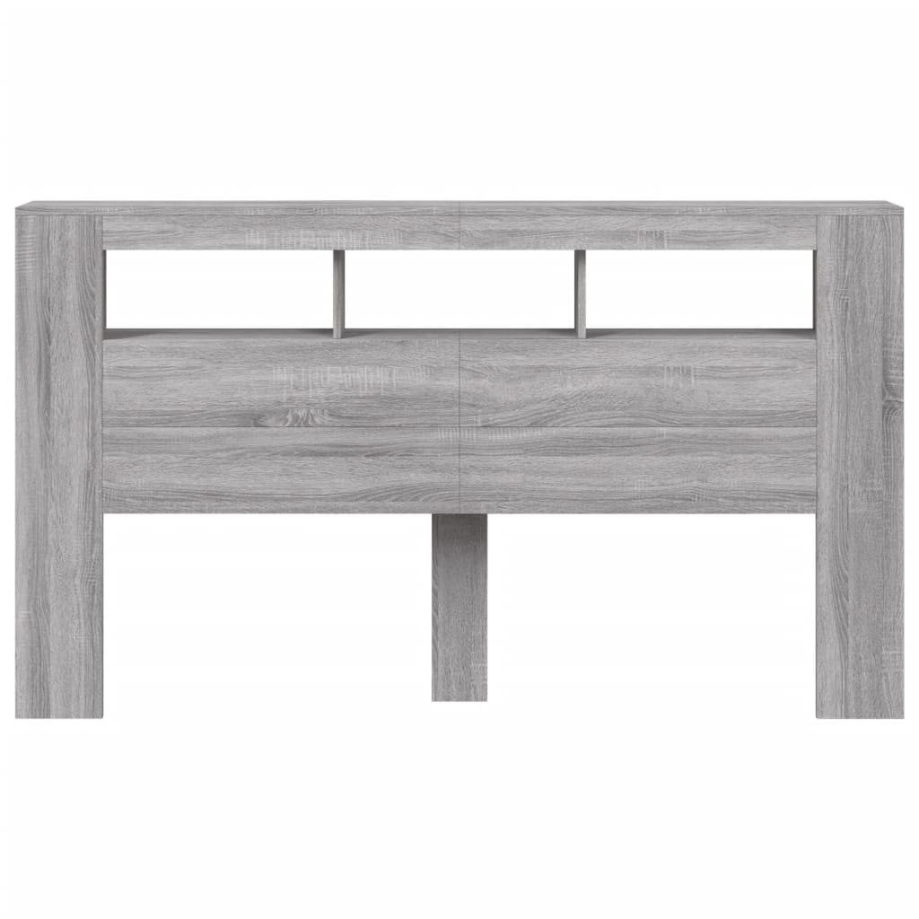 Hoofdeinde met LED 180x18,5x103,5 cm bewerkt hout grijs sonoma