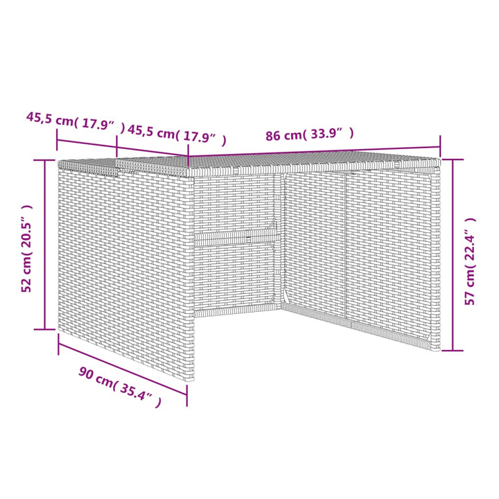 Garage voor robotmaaier 86x90x52/57 cm poly rattan bruin