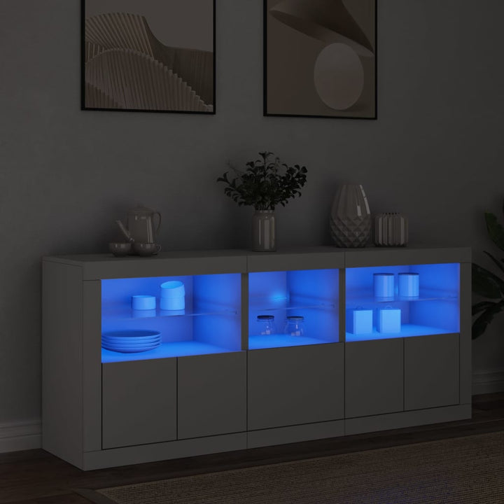 Dressoir met LED-verlichting 162x37x67 cm wit