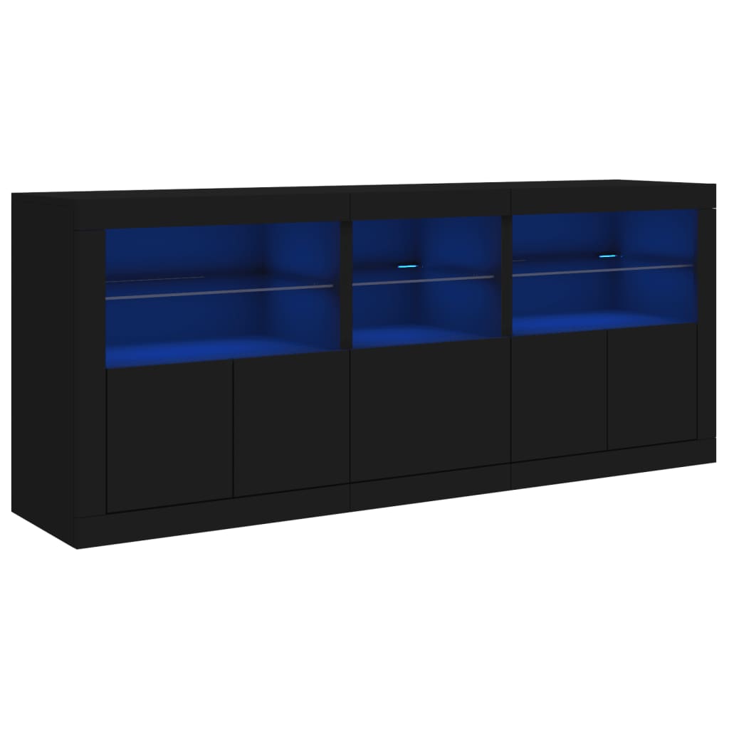 Dressoir met LED-verlichting 162x37x67 cm zwart