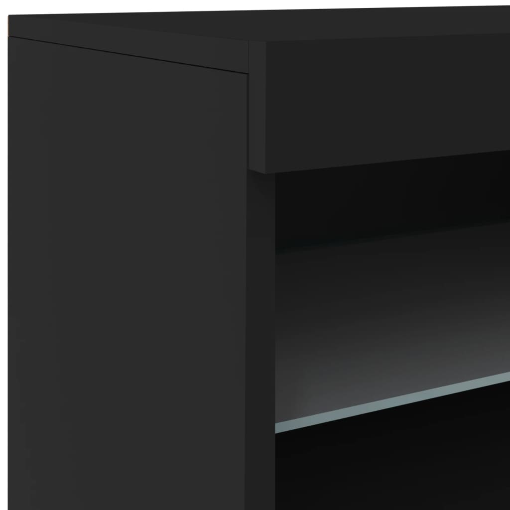 Dressoir met LED-verlichting 162x37x67 cm zwart