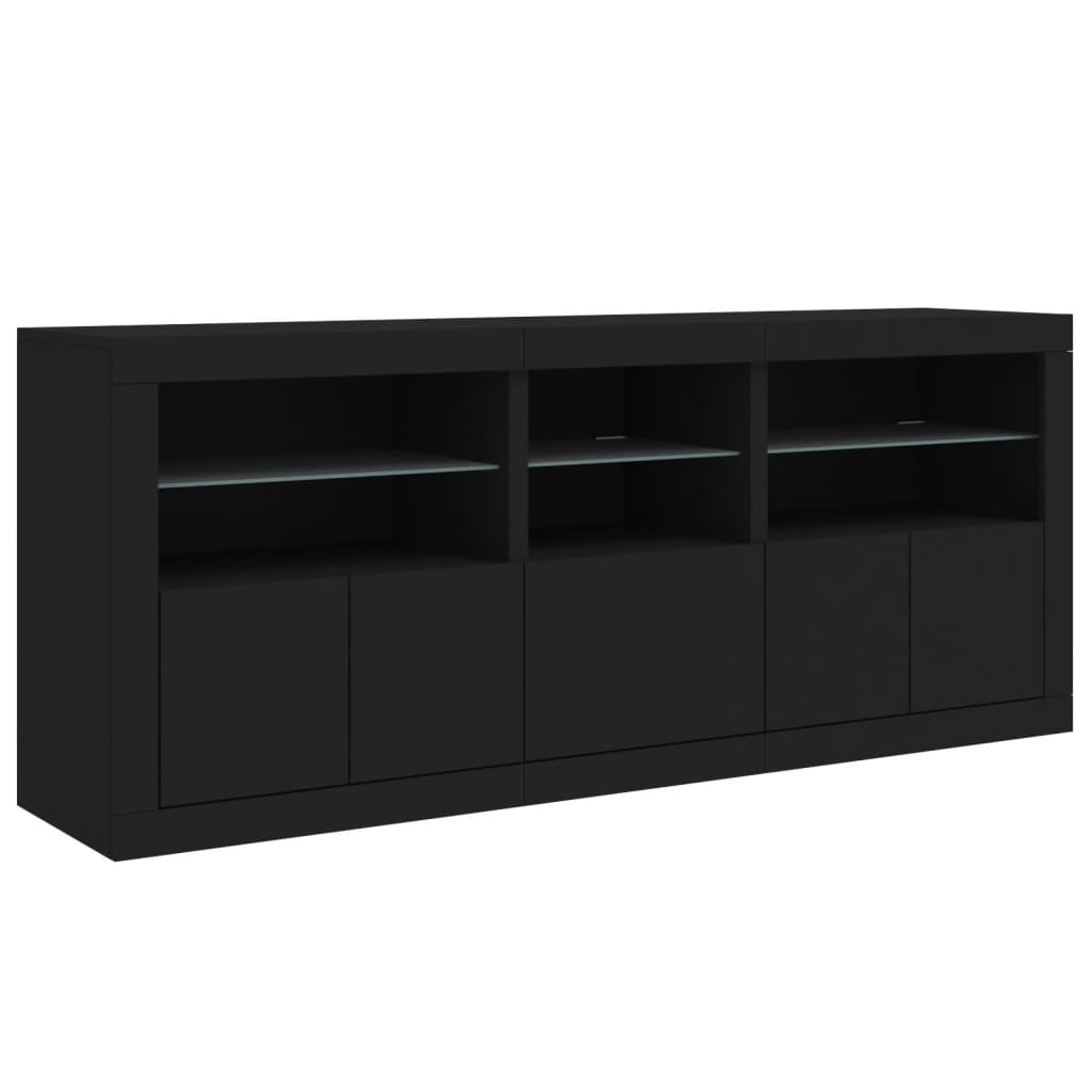 Dressoir met LED-verlichting 162x37x67 cm zwart