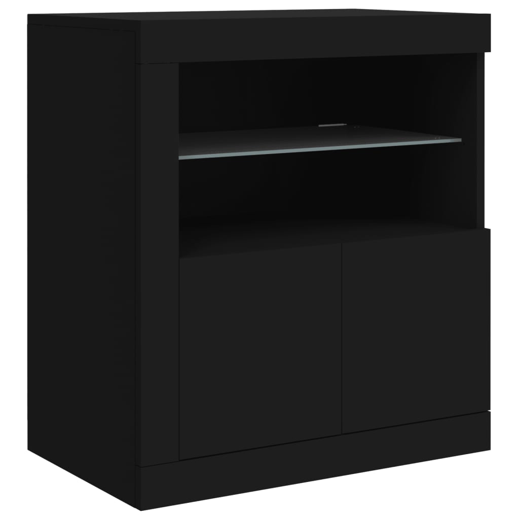 Dressoir met LED-verlichting 162x37x67 cm zwart