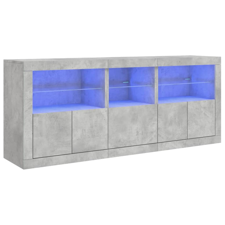 Dressoir met LED-verlichting 162x37x67 cm betongrijs