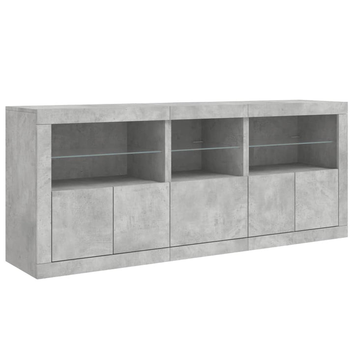 Dressoir met LED-verlichting 162x37x67 cm betongrijs