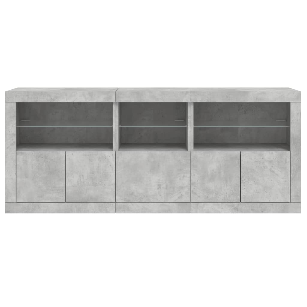 Dressoir met LED-verlichting 162x37x67 cm betongrijs