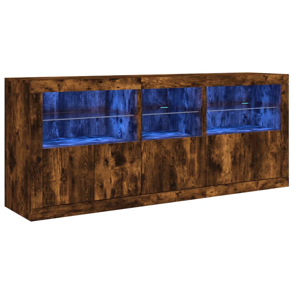 Dressoir met LED-verlichting 162x37x67 cm bruin eiken