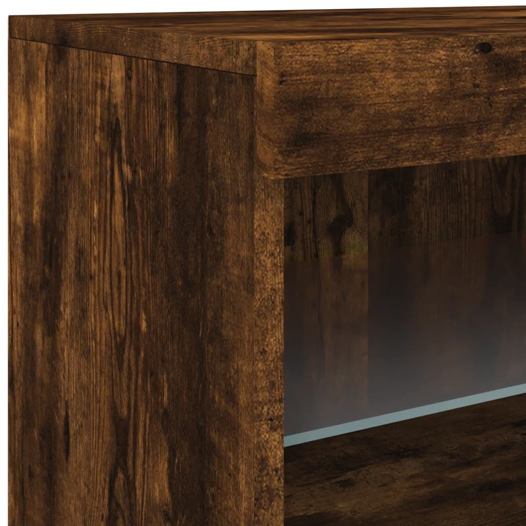 Dressoir met LED-verlichting 162x37x67 cm bruin eiken