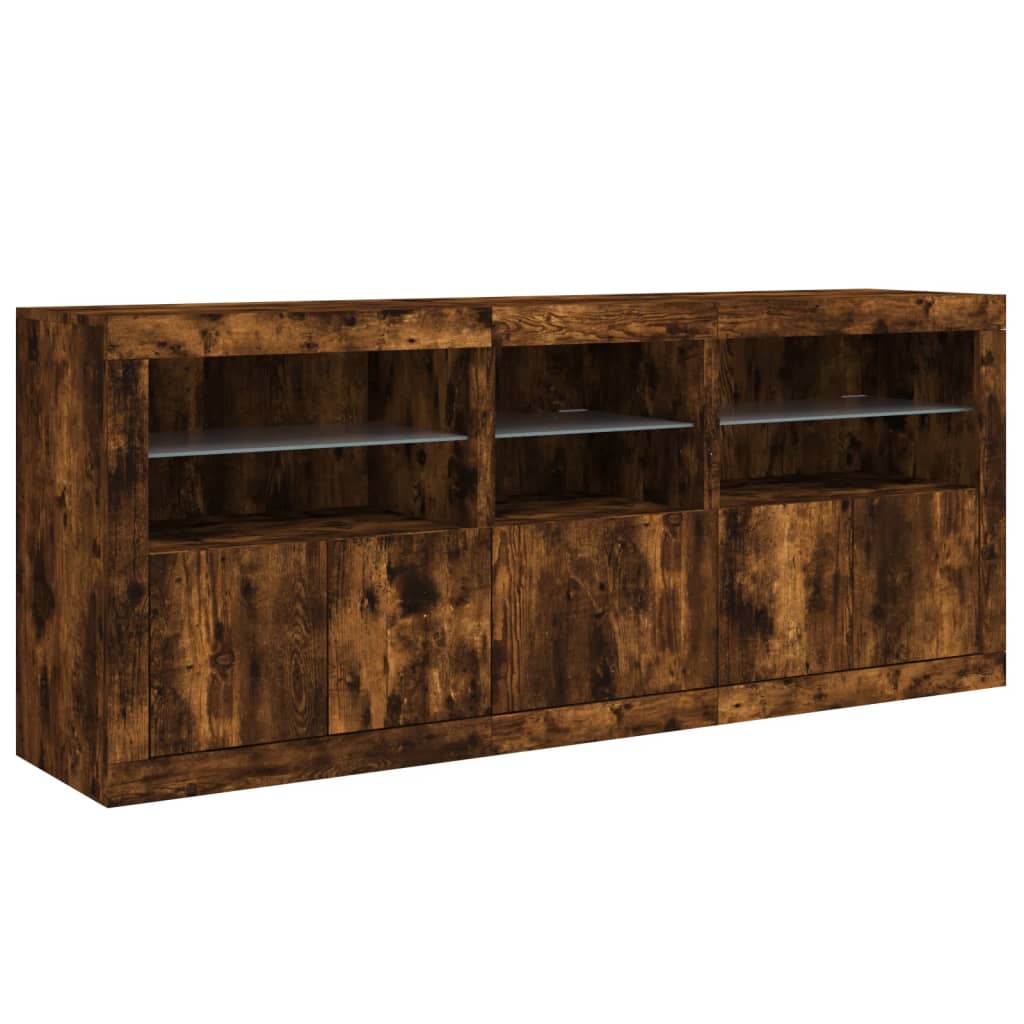 Dressoir met LED-verlichting 162x37x67 cm bruin eiken