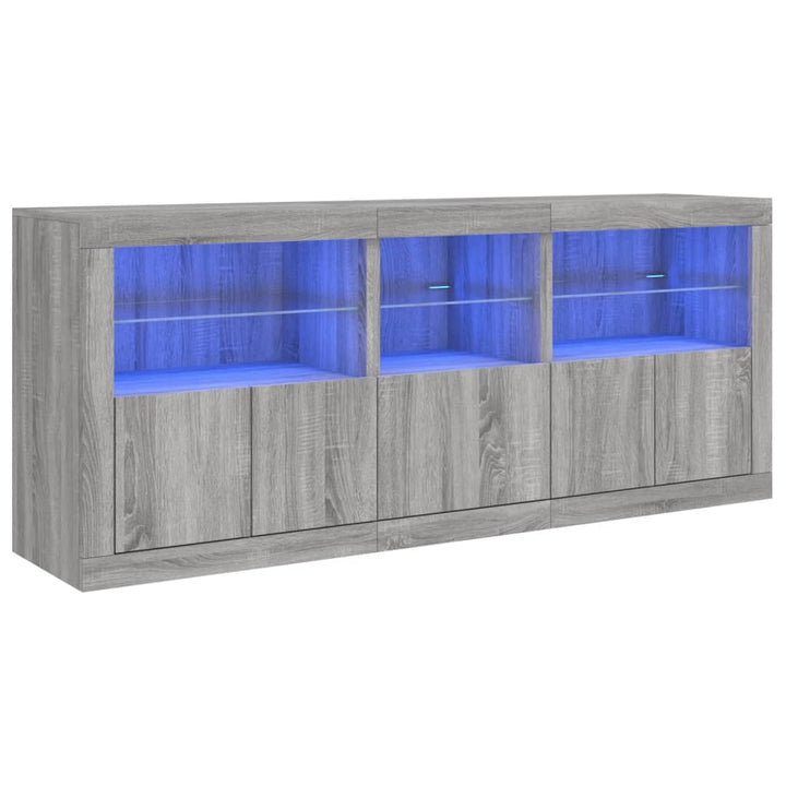 Dressoir met LED-verlichting 162x37x67 cm grijs sonoma