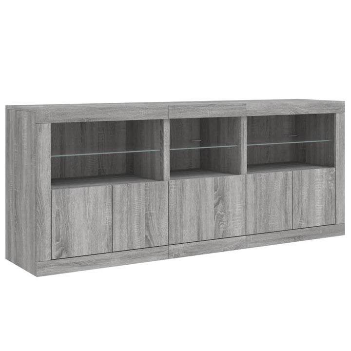 Dressoir met LED-verlichting 162x37x67 cm grijs sonoma