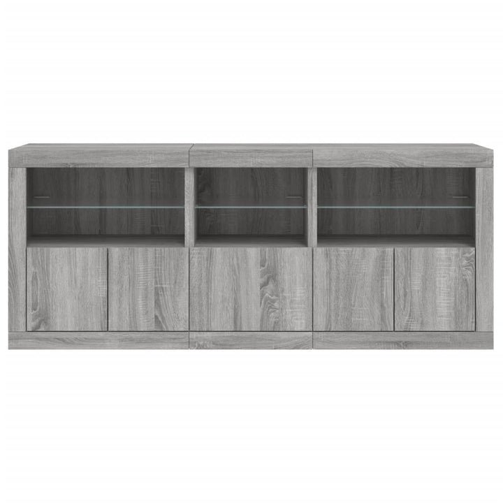 Dressoir met LED-verlichting 162x37x67 cm grijs sonoma