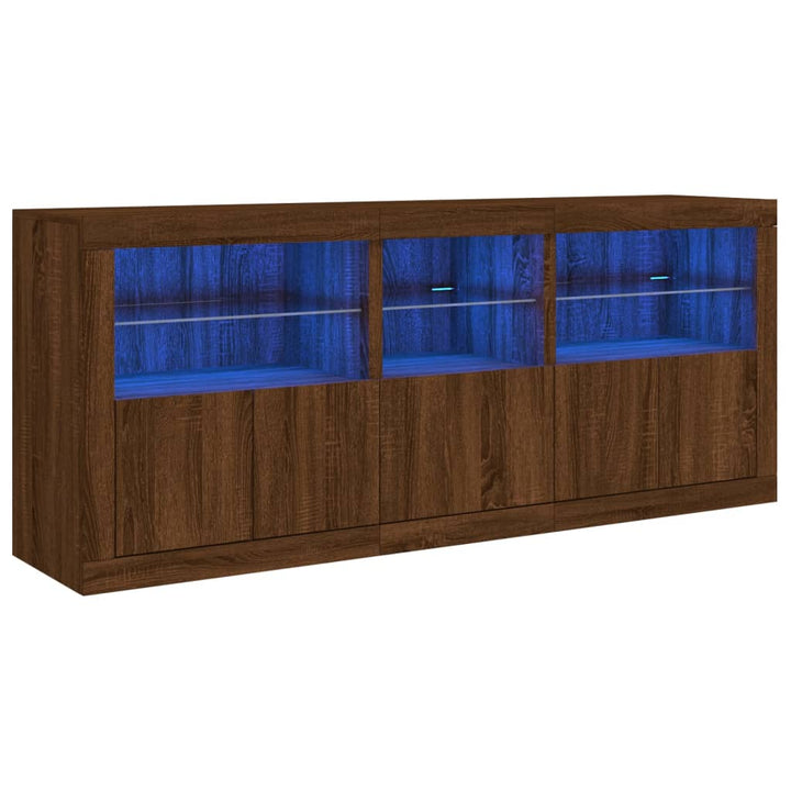 Dressoir met LED-verlichting 162x37x67 cm bruin eikenkleur