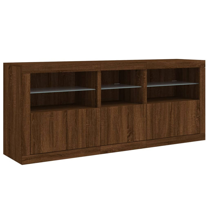 Dressoir met LED-verlichting 162x37x67 cm bruin eikenkleur