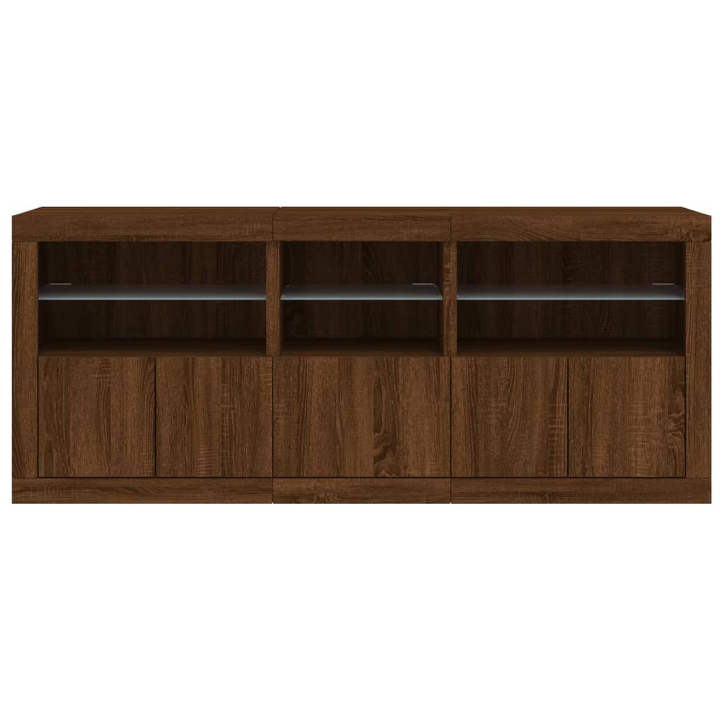 Dressoir met LED-verlichting 162x37x67 cm bruin eikenkleur