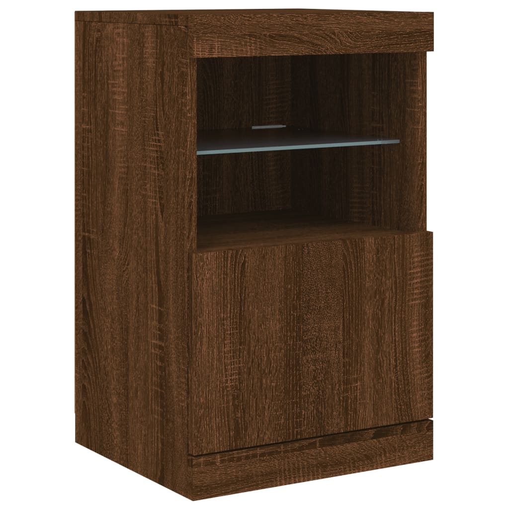 Dressoir met LED-verlichting 162x37x67 cm bruin eikenkleur