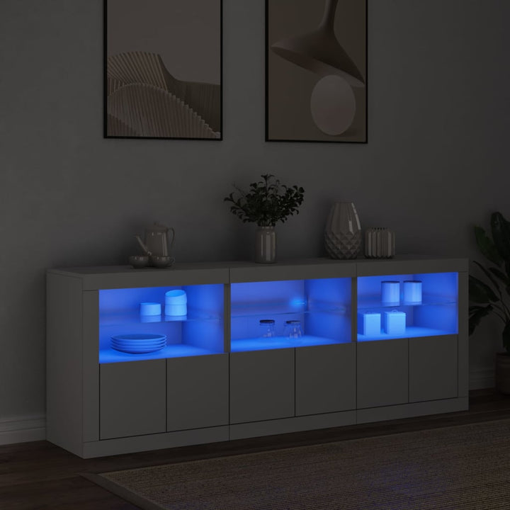 Dressoir met LED-verlichting 181,5x37x67 cm wit